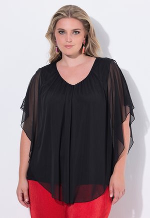 MIAMODA, MESH-BLUSENSHIRT, SCHULTER CUTOUT, BLICKDICHTES JERSEYTOP - Blouse - black