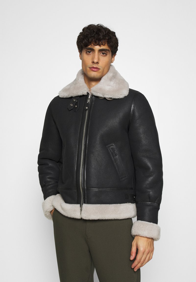 Schott Casaco de couro - black/offwhite