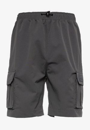 Hallid hallid cargo-lühikesed püksid, millel on elastne vöökoht, paelaga sulgemine ja küljetaskud. Valmistatud kergest, tekstureeritud kangast, millel on sile viimistlus.