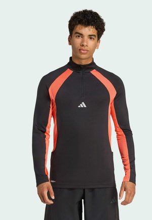 TECH APPAREL 1/4 ZIP - Top dugih rukava - black   easy coral