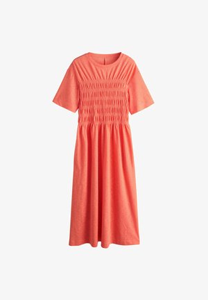 Next, TALL FIT - SHORT SLEEVE SHIRRED BODY T-SHIRT MIDI DRESS . - Džersejové šaty - coral orange