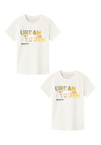 Name it 2ER-SET DESIGN LOCKERES RUNDHALS  - Print T-shirt - weiß