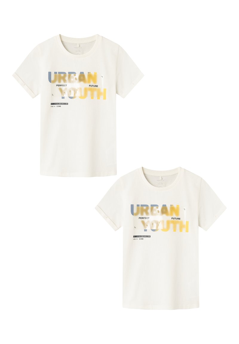 Name it 2ER-SET DESIGN LOCKERES RUNDHALS  - Print T-shirt - weiß