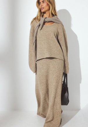NA-KD FLOWY  - Jupe longue - beige