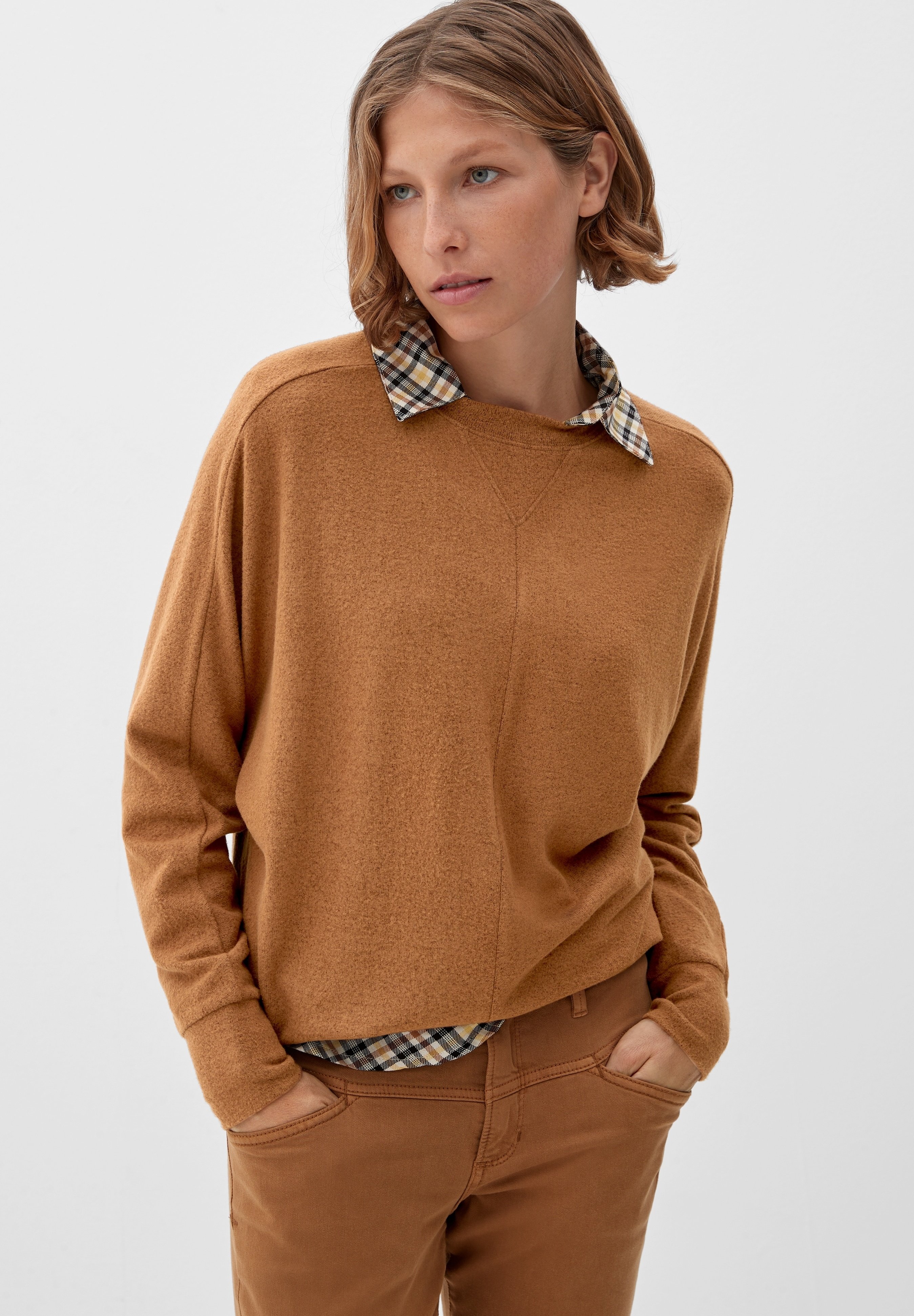 S.Oliver Pullover Donna Con Motivo Strutturato - Scollo Rotondo, Maniche Lunghe Raglan, Orlo Arrotolato, Vestibilità Normale