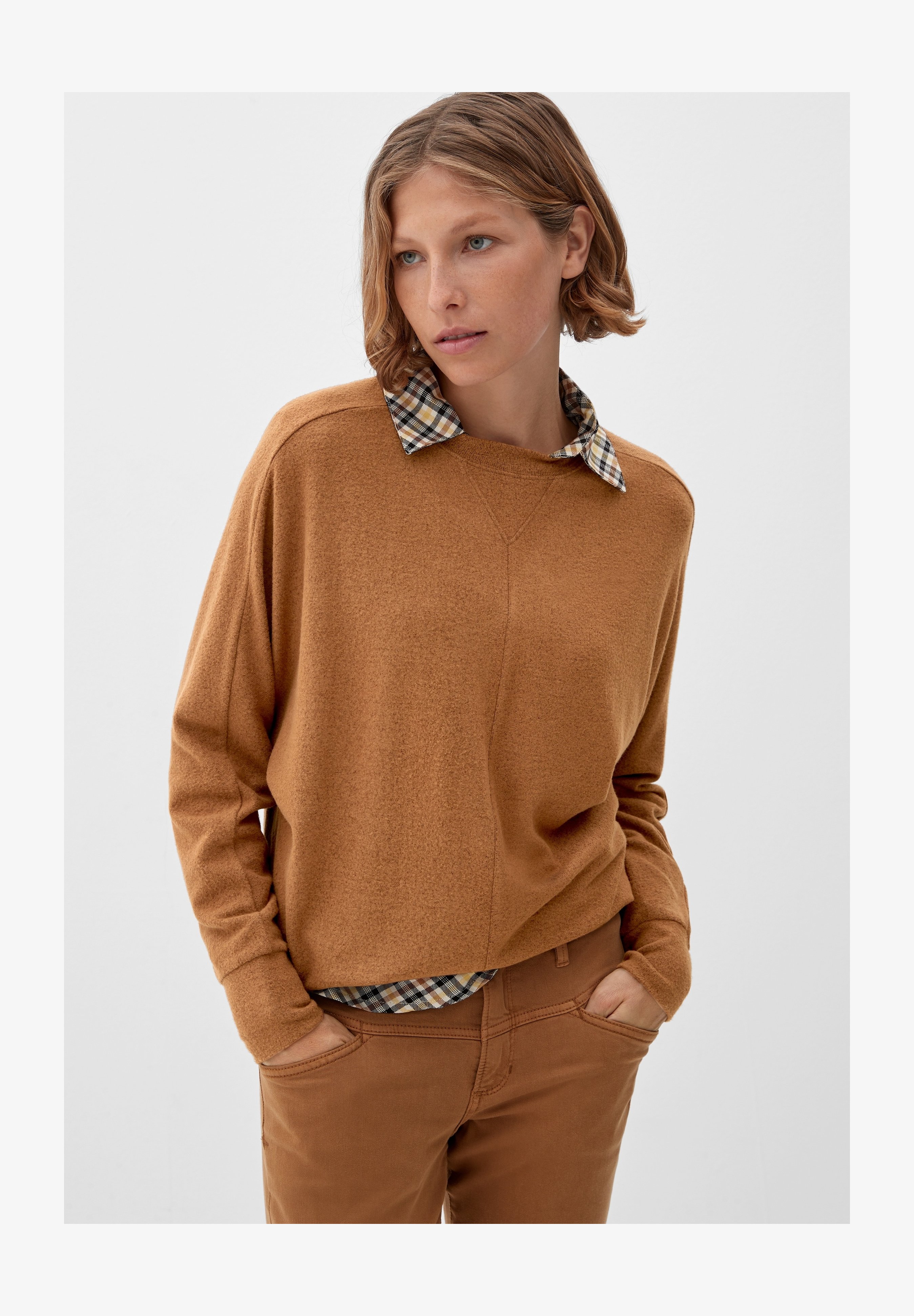 S.Oliver Pullover Donna Con Motivo Strutturato - Scollo Rotondo, Maniche Lunghe Raglan, Orlo Arrotolato, Vestibilità Normale