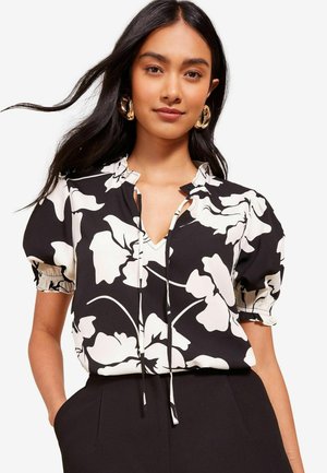 Friends Like These SHORT SLEEVE TIE NECK - REGULAR FIT - Blůza - black white