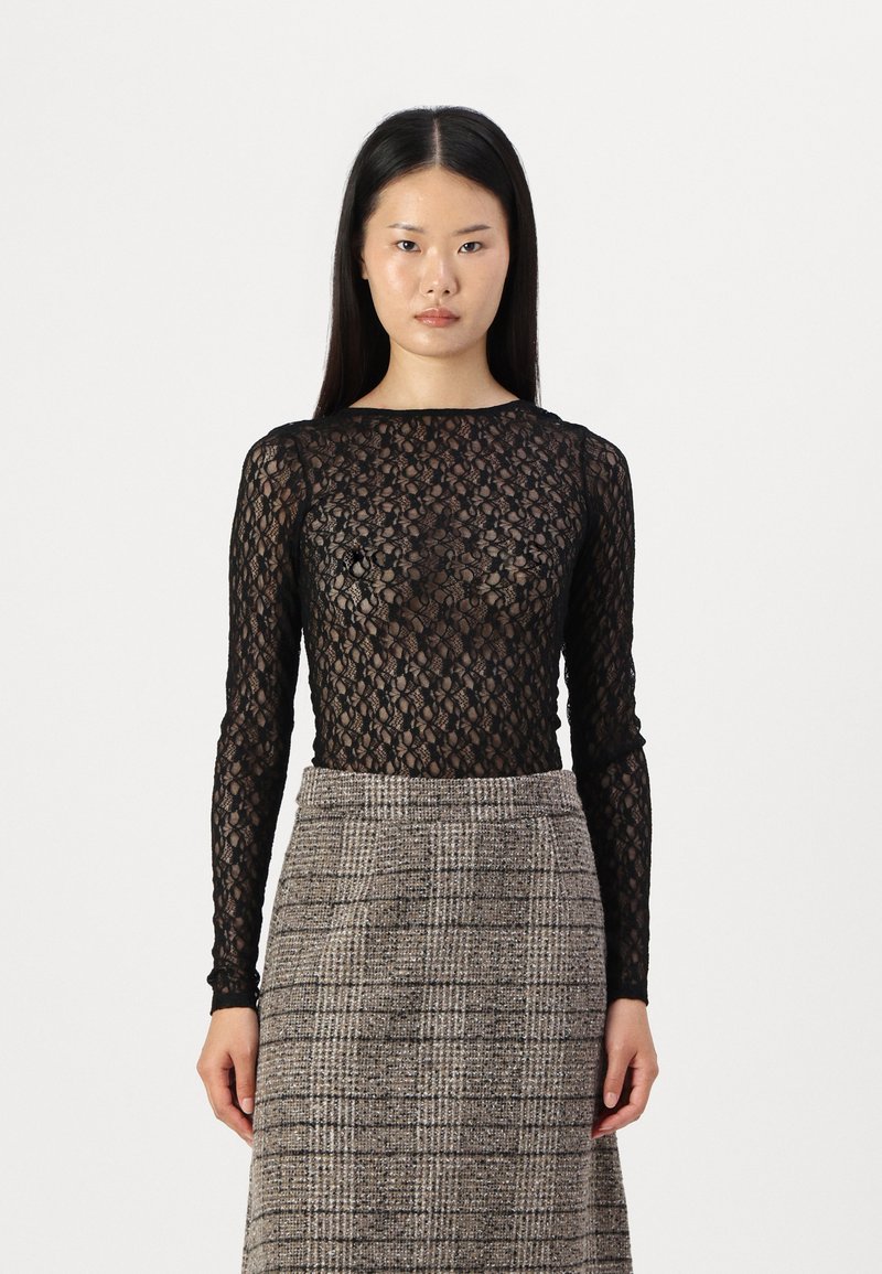 JJXX LEAH DEEP BACK - Pikkade varrukatega topp - black