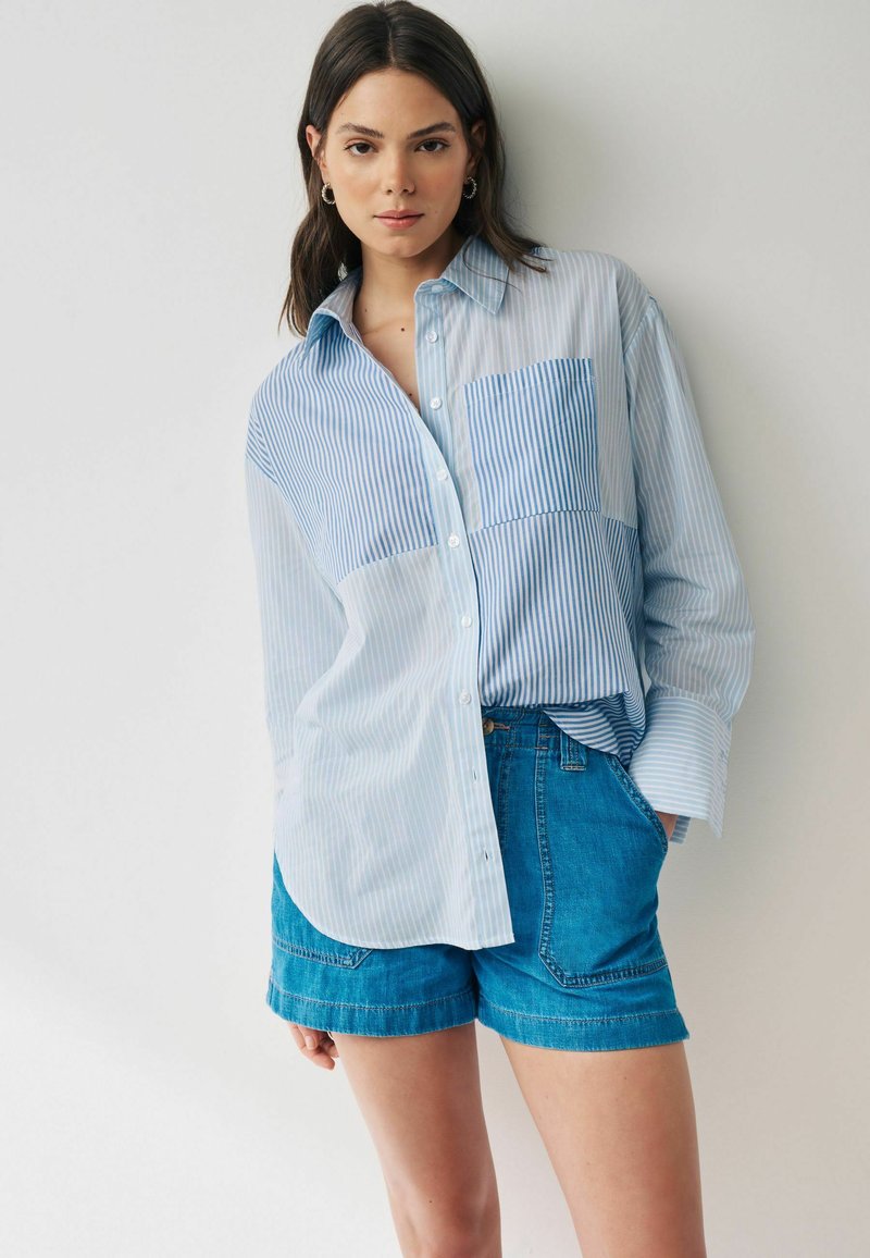 Next OVERSIZED  - Nööpidega pluus - blue and white splice