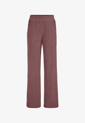 Weiche Fleece-Hose in gedämpftem Mauve mit weitem Bein, elastischem Bund und zwei vorderen aufgesetzten Taschen.