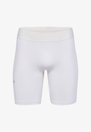 Vita atletiska shorts gjorda av ett mjukt, stretchigt tyg. Har en åtsittande passform, en sömlös midja och en texturerad panel fram.