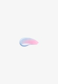 Lys blå og rosa gradient krem eller gel med en jevn, buet form, som reflekterer lys og viser en glossy tekstur.