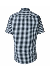 Korte mouwen shirt in een blauw-wit ruitpatroon, met een puntige kraag en een rechte zoom. Gemaakt van lichtgewicht katoen.