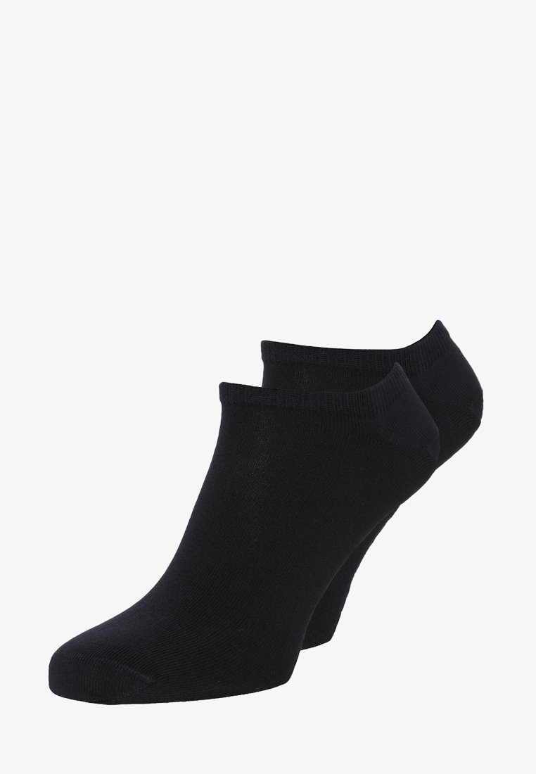 Black ankle socks, crafted from soft material with a smooth texture, featuring a fitted design and a ribbed cuff for comfort.