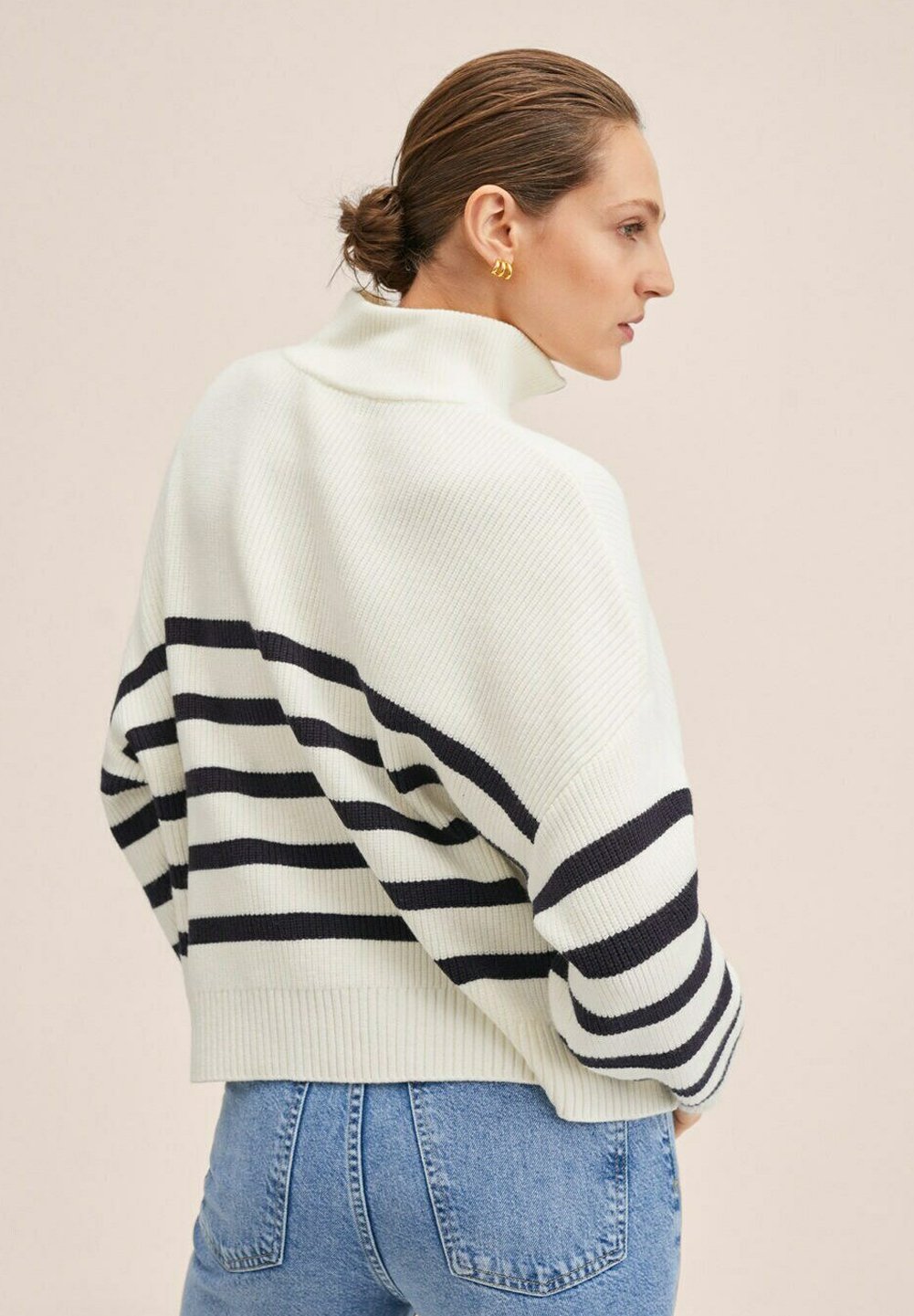 mango half zip striped jumper