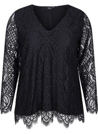 Zizzi WITH V NECK - Blouse - black