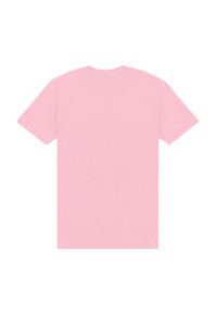 T-shirt a maniche corte in cotone rosa chiaro. Collo tondo classico, retro semplice, texture morbida, adatta per abbigliamento casual.