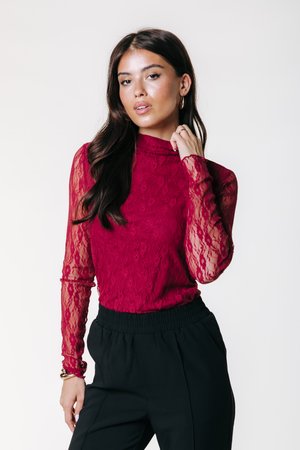 NOE HIGH NECK  - Maglietta a manica lunga - merlot red