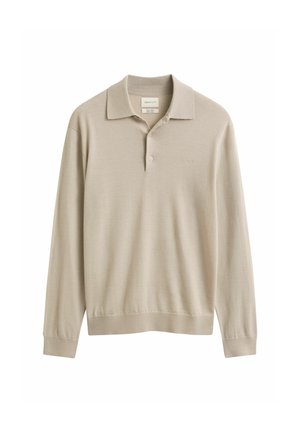 GANT, EXTRAFINE MERINO WOOL POLO - T-shirt à manches longues - clay beige
