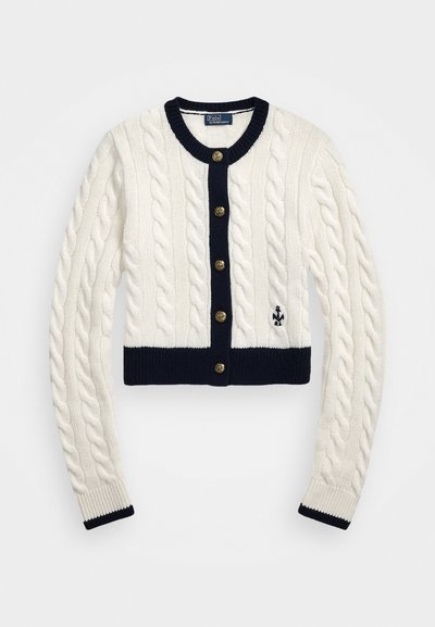 Polo Ralph Lauren CABLE-KNIT CASHMERE CARDIGAN - Kardigán - cream/hunter navy multi