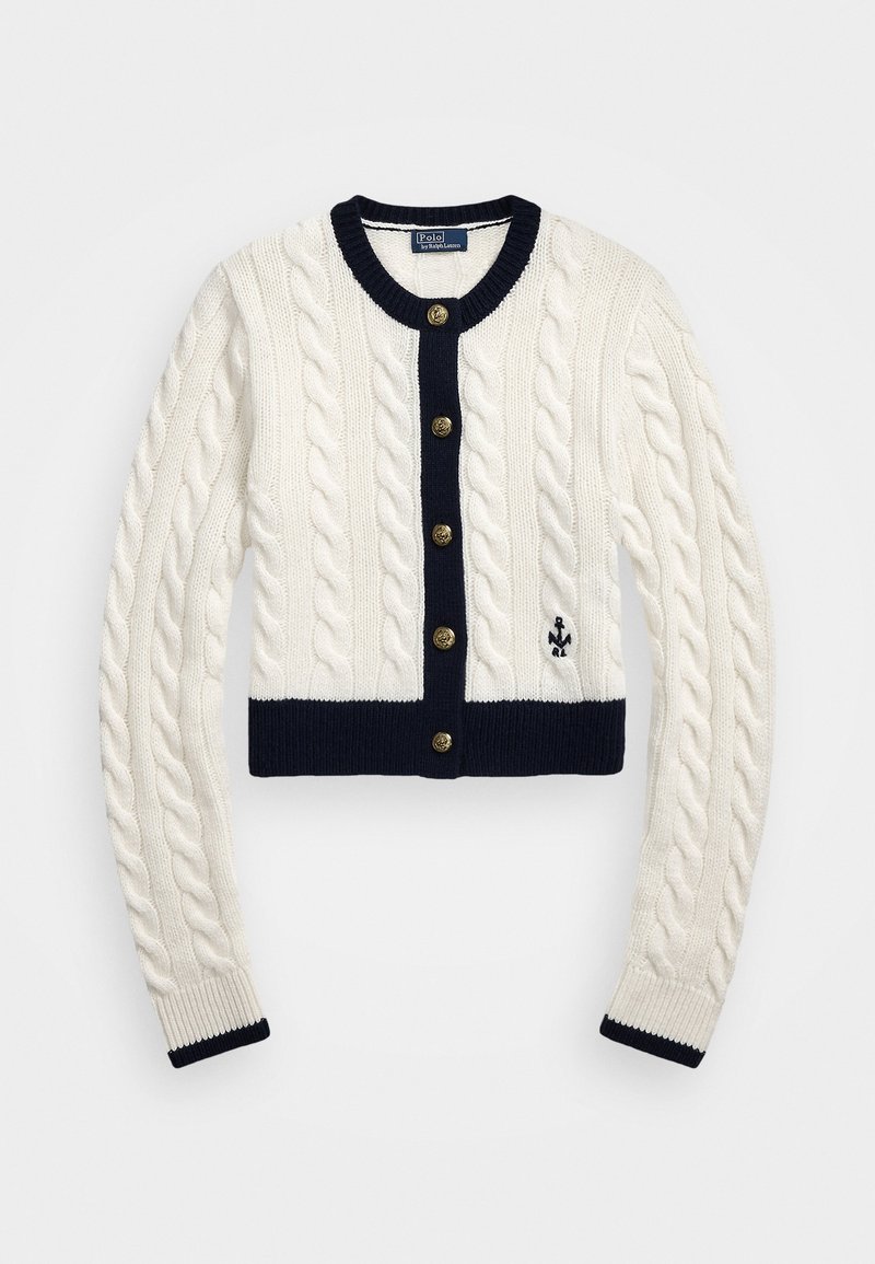Polo Ralph Lauren CABLE-KNIT CASHMERE CARDIGAN - Ζακέτα - cream/hunter navy multi