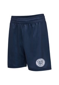 Marineblauwe sportshorts met elastische tailleband en "Everyday Active" logo met een voetbal op het onderste linkerbeen.