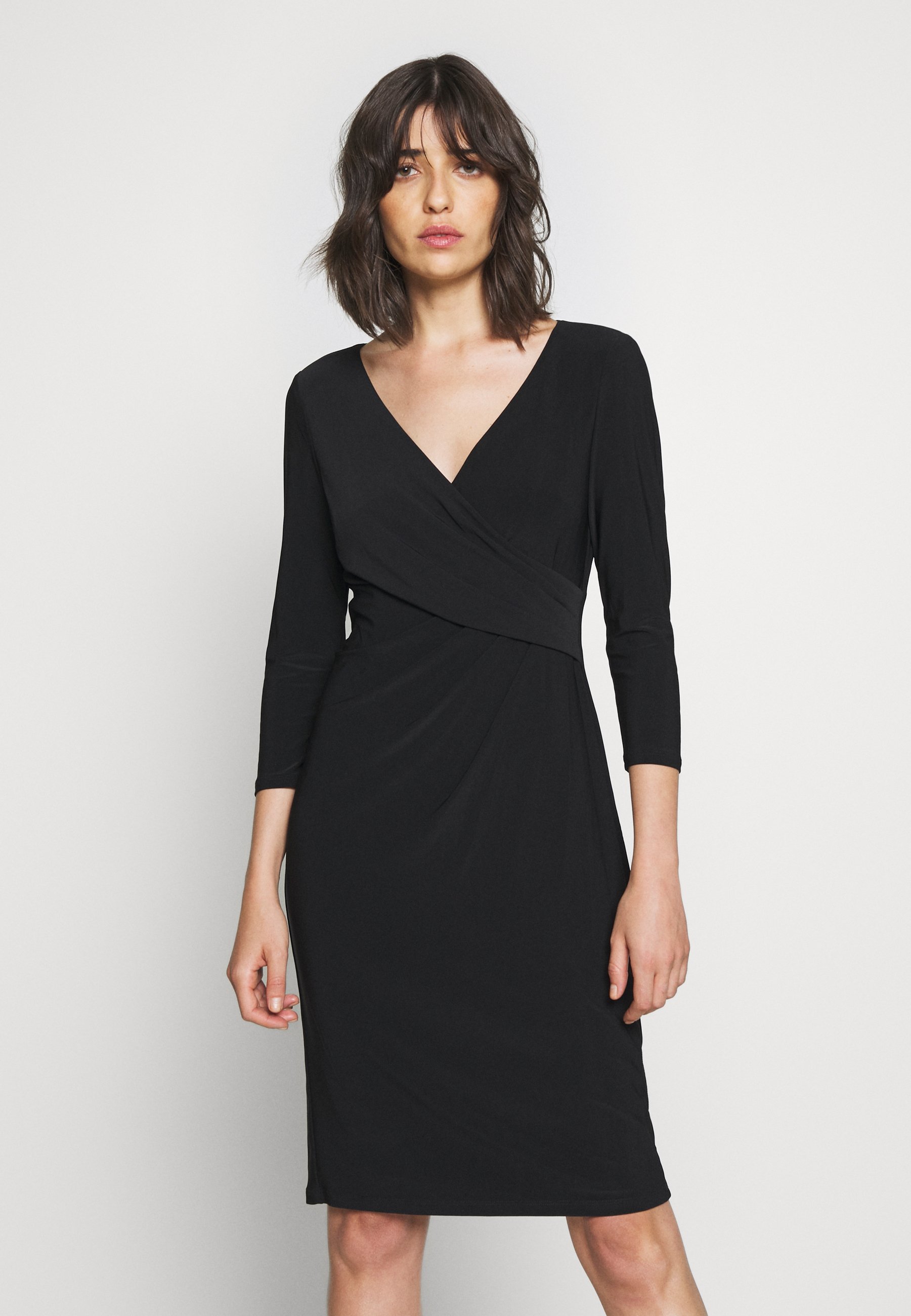 Lauren Ralph Lauren WRAP-FRONT JERSEY DRESS - Shift dress - black -  