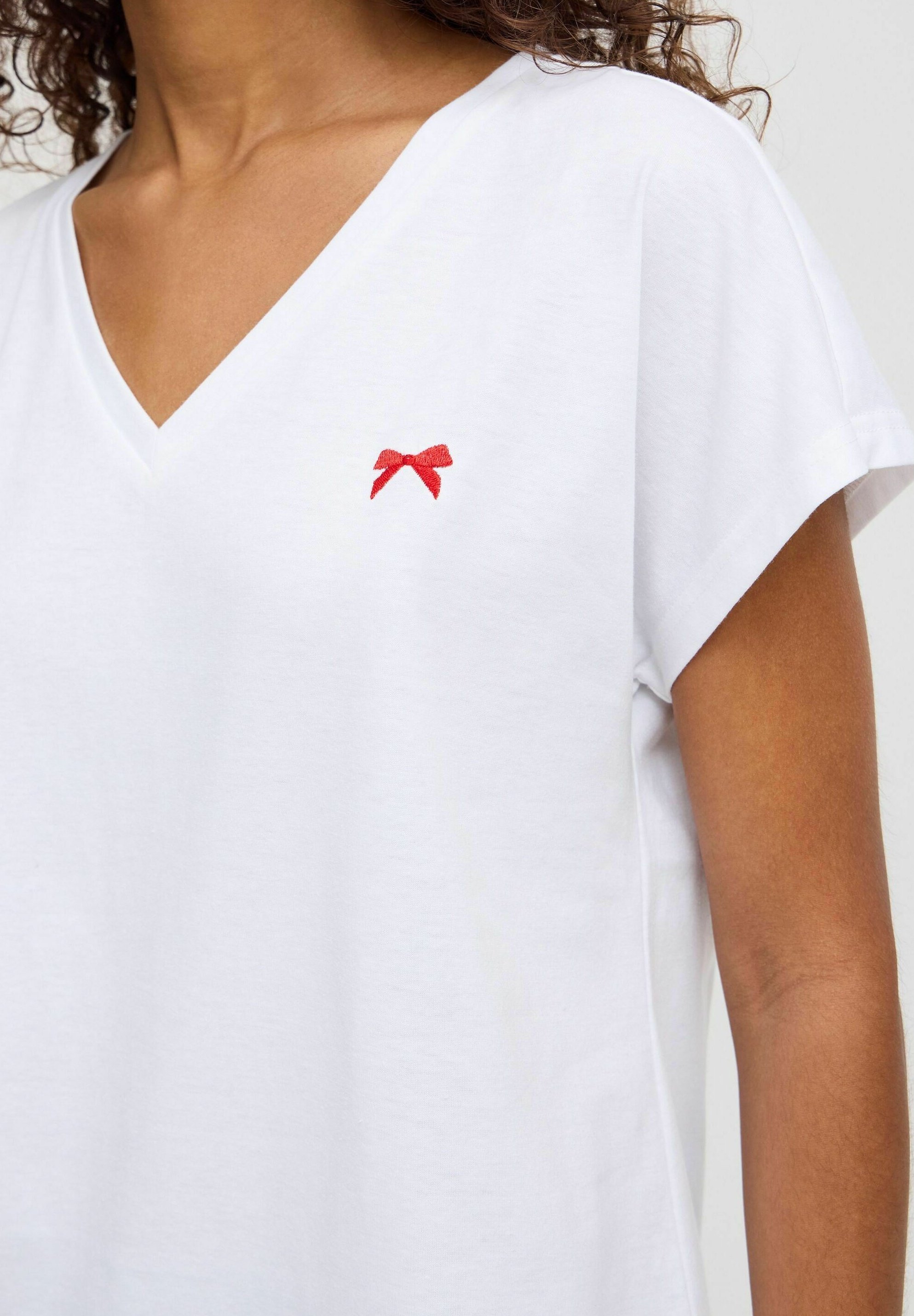 売れ筋商品|||イチ Tシャツ レディース トップス IXKATHRIN SS2 - Basic T-shirt - cloud dancer w racing red ICHI IXKATHRIN SS2 - Basic T-shirt - cloud dancer w racing