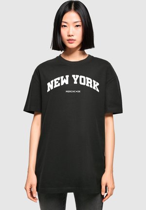 Merchcode NEW YORK WORDING - BOYFRIEND  - Apdrukāts T-krekls - black