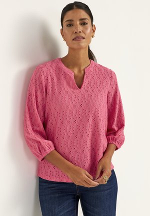 WITH EMBROIDERED OPENWORK - Blouse - cerise
