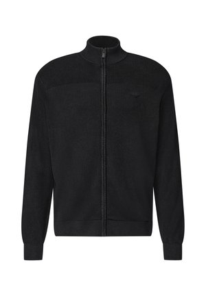 Street One MEN, KNITTED CARDIGAN WITH STAND-UP COLLAR AND MIXED TEXTURES - Strickjacke - black