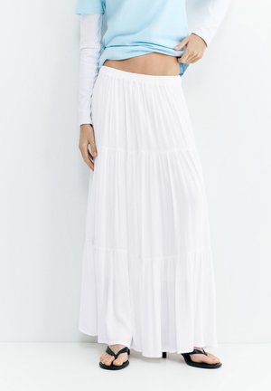 PULL&BEAR PANELLED - MIDI SKIRT - Gonna a campana - white