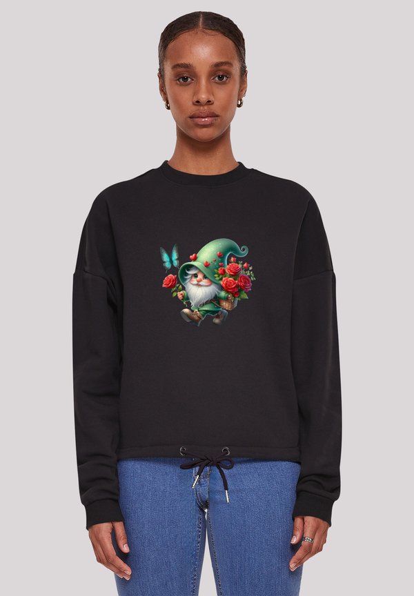 GNOM FRÜHLING BLUMEN SCHMETTERLING - Sweatshirt - schwarz