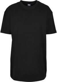 T-shirt noir uni à manches courtes avec une petite étiquette Urban Classics à l'intérieur du col.