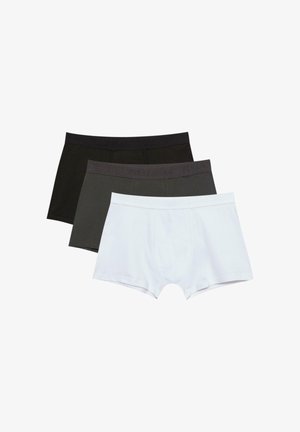 Tre paia di boxer aderenti nei colori nero, grigio scuro e bianco. Presentano un tessuto morbido, elastici in vita e una vestibilità aderente.