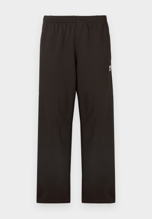 Calças de fato de treino pretas com cintura elástica, corte de perna reta e um discreto logótipo no lado. Confeccionadas em tecido macio e suave.