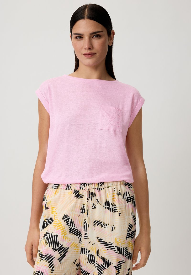 Comma T-Shirt Donna Maniche 3/4 In Jersey Di Viscosa - Vestibilità Slim, Scollo A V, Colore Lucido