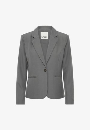 Hall tüüpi hall bleiser ühe nupuga kinnituse, sisselõigetega krae ja küljetaskutega; sile tekstuur, voodilõige.