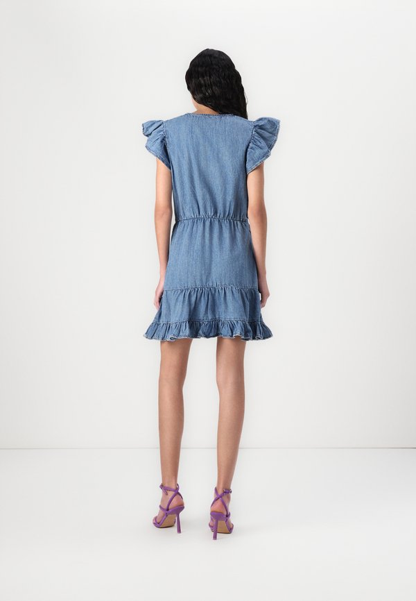 ONLSEVIGNY V NECK FRILL DRESS - Denim dress3