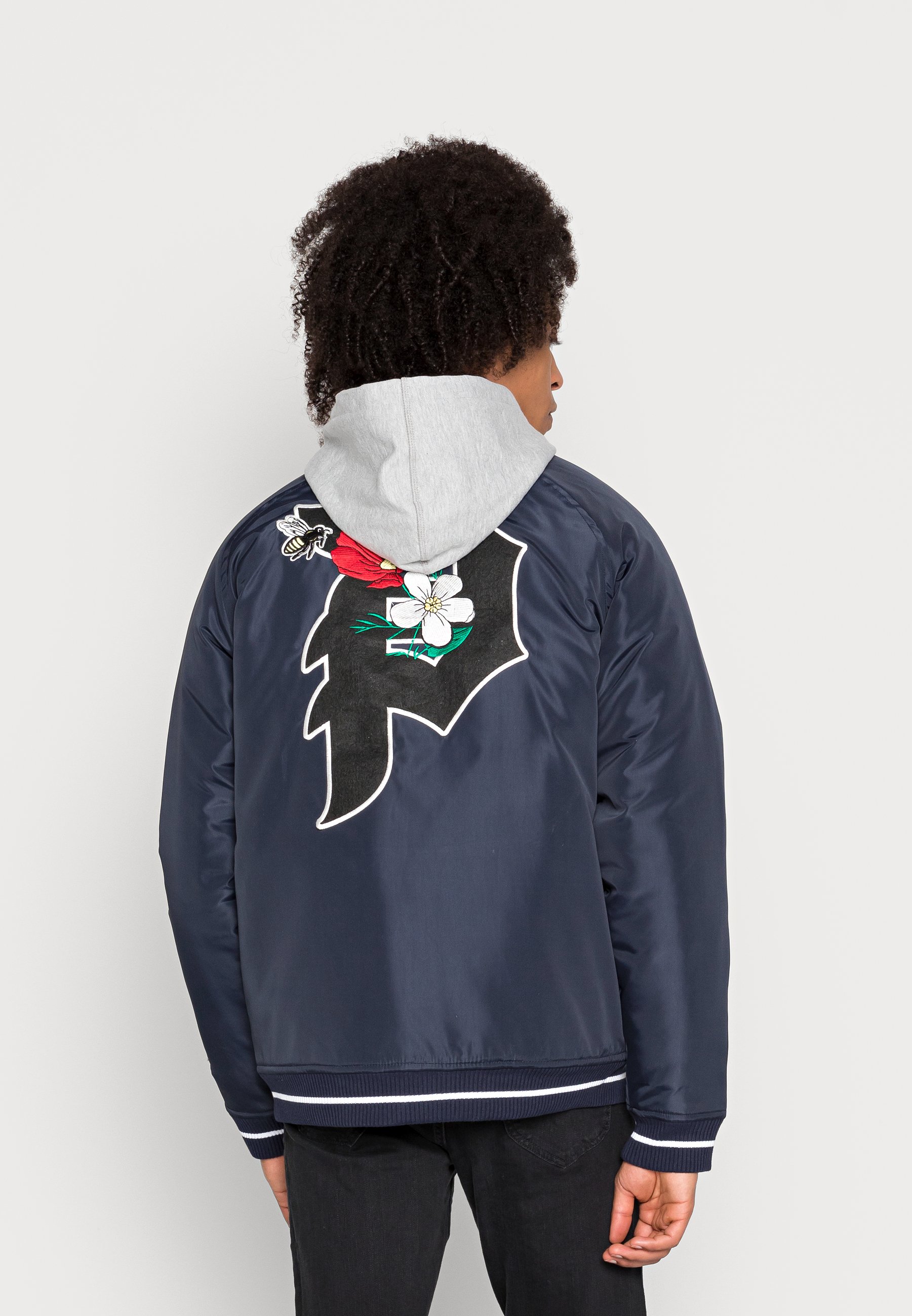 Primitive Keeper Two Fer Varsity Jacket Bomber Jacket Navy, Men's, Size: Medium, Dark Blue