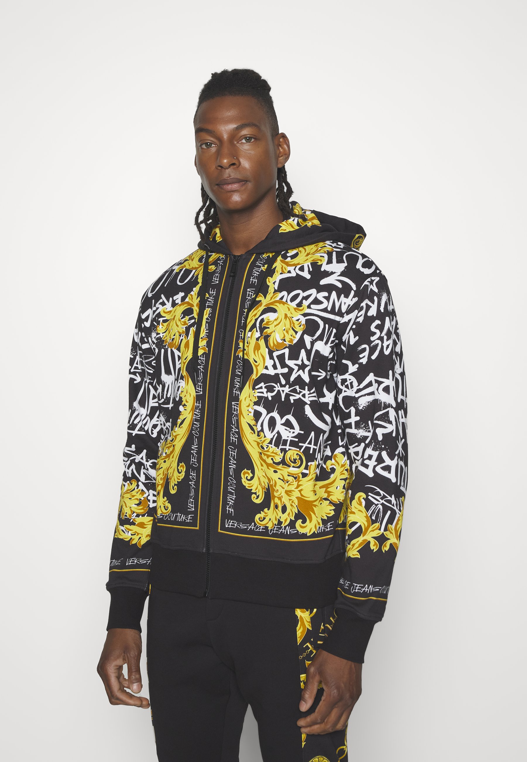 パーカー・フーディ Versace Jeans Couture Floral Patterned Hoodie With Versace Jeans Couture baroque-print Cotton Hoodie | Black