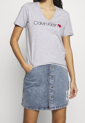 T-shirt con stampa - mottled light grey