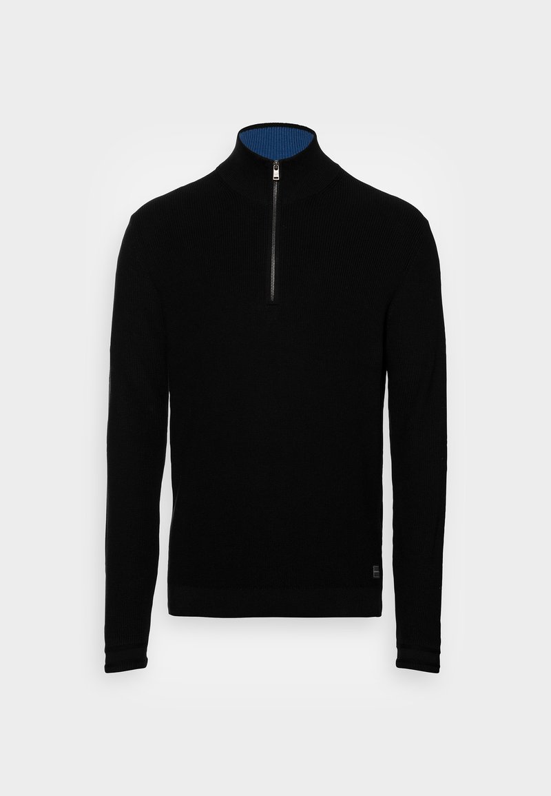 TOM TAILOR ZIP TROYER Strickpullover black/schwarz Zalando.de