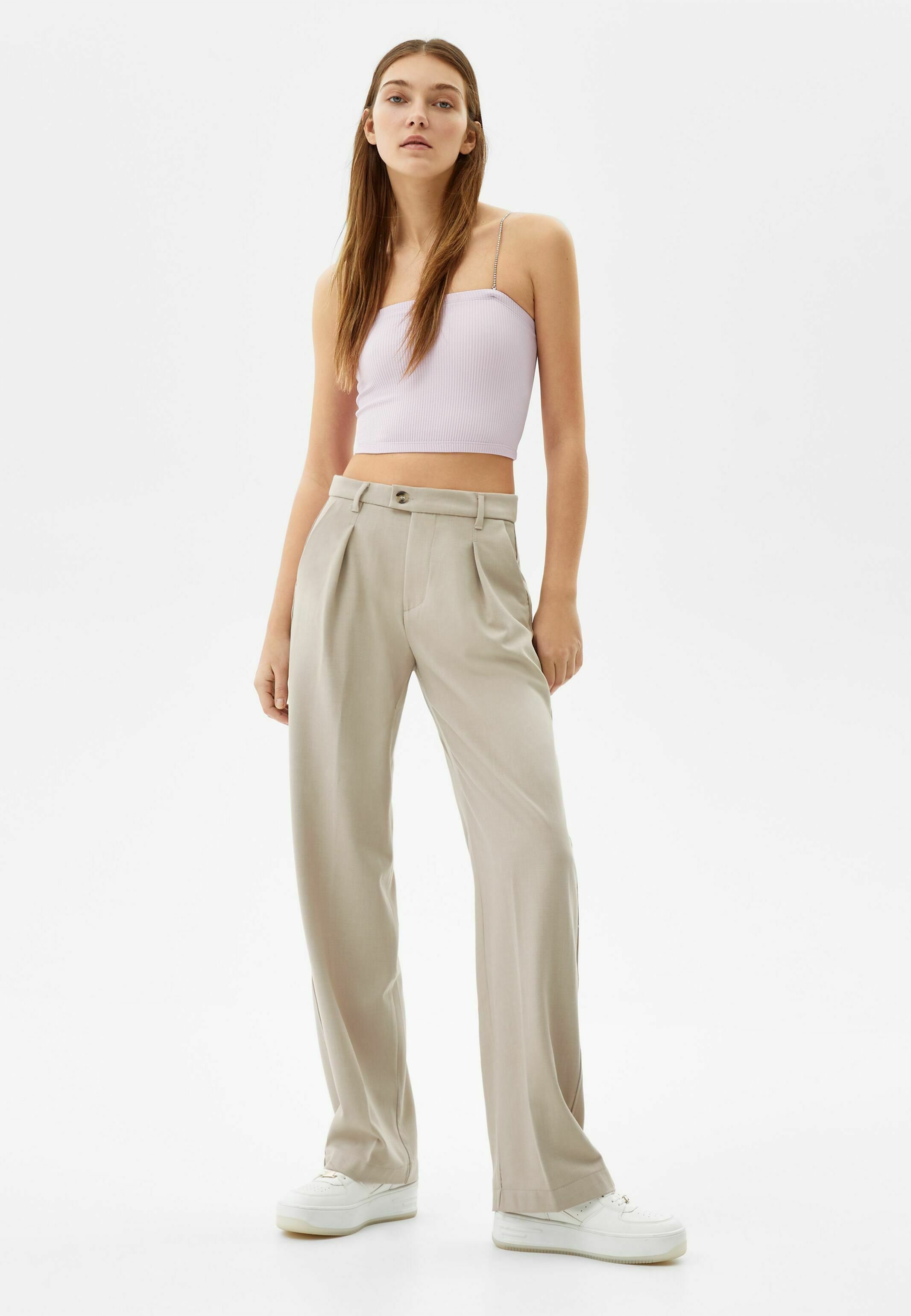 Bershka STRAIGHT FIT - Broek - sand/beige - Zalando.nl