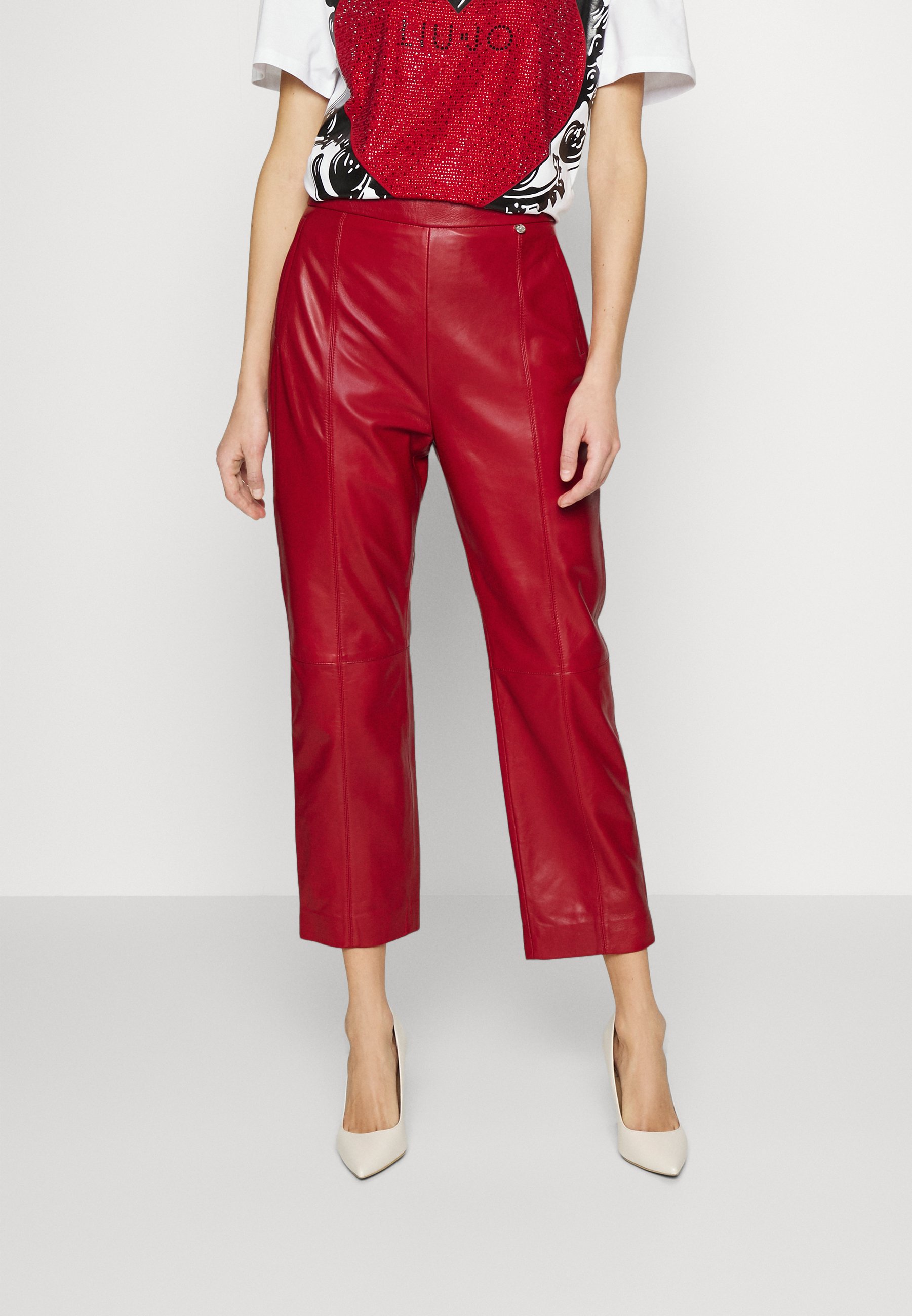 LIU JO PANTALONE - Pantaloni di pelle - rosso scarlatto/rosso - Zalando