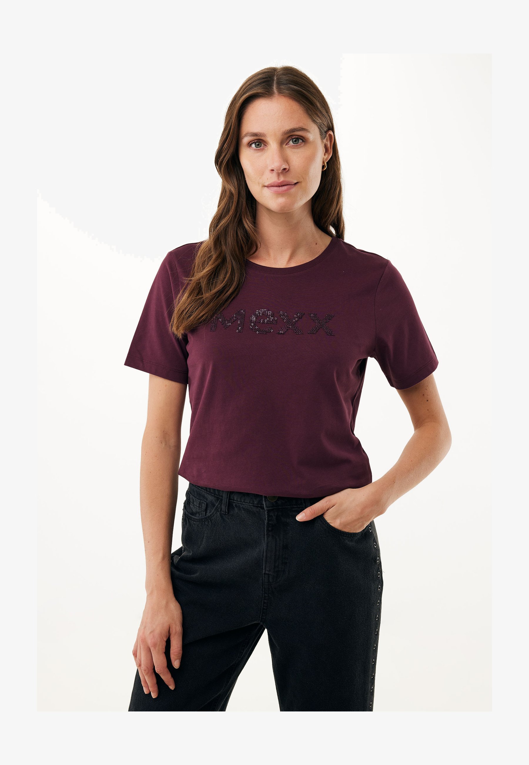 Mexx T-Shirt Donna – Manica Corta Con Collo A Coste – 97% Viscosa, 3% Elastan