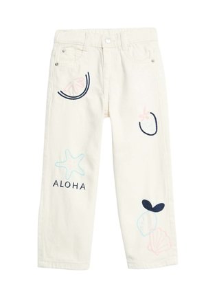 SHELL EMBROIDERY - Jeans straight leg - ecru