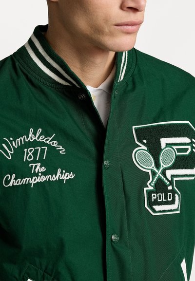 Polo Ralph Lauren VARSITY LINED - Blouson Bomber - moss agate/white