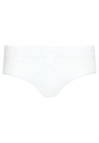 Witte bikini slipjes van gladde stof, met een brede tailleband en zonder zichtbare naden, wat zorgt voor een naadloze uitstraling.