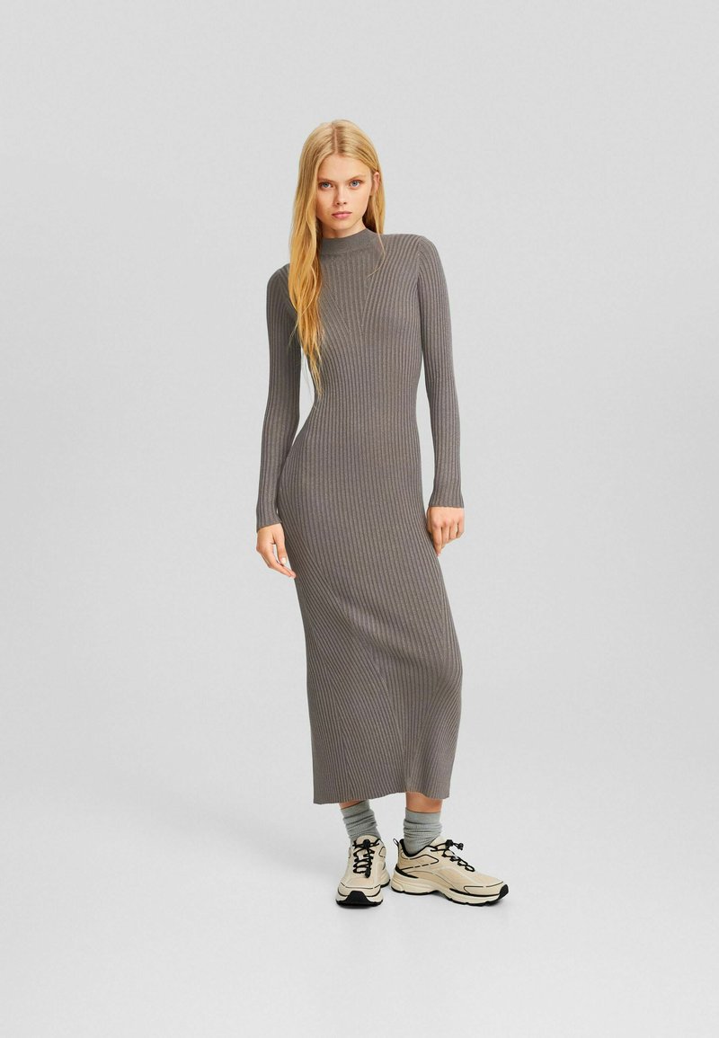 Bershka Gebreide jurk grijs